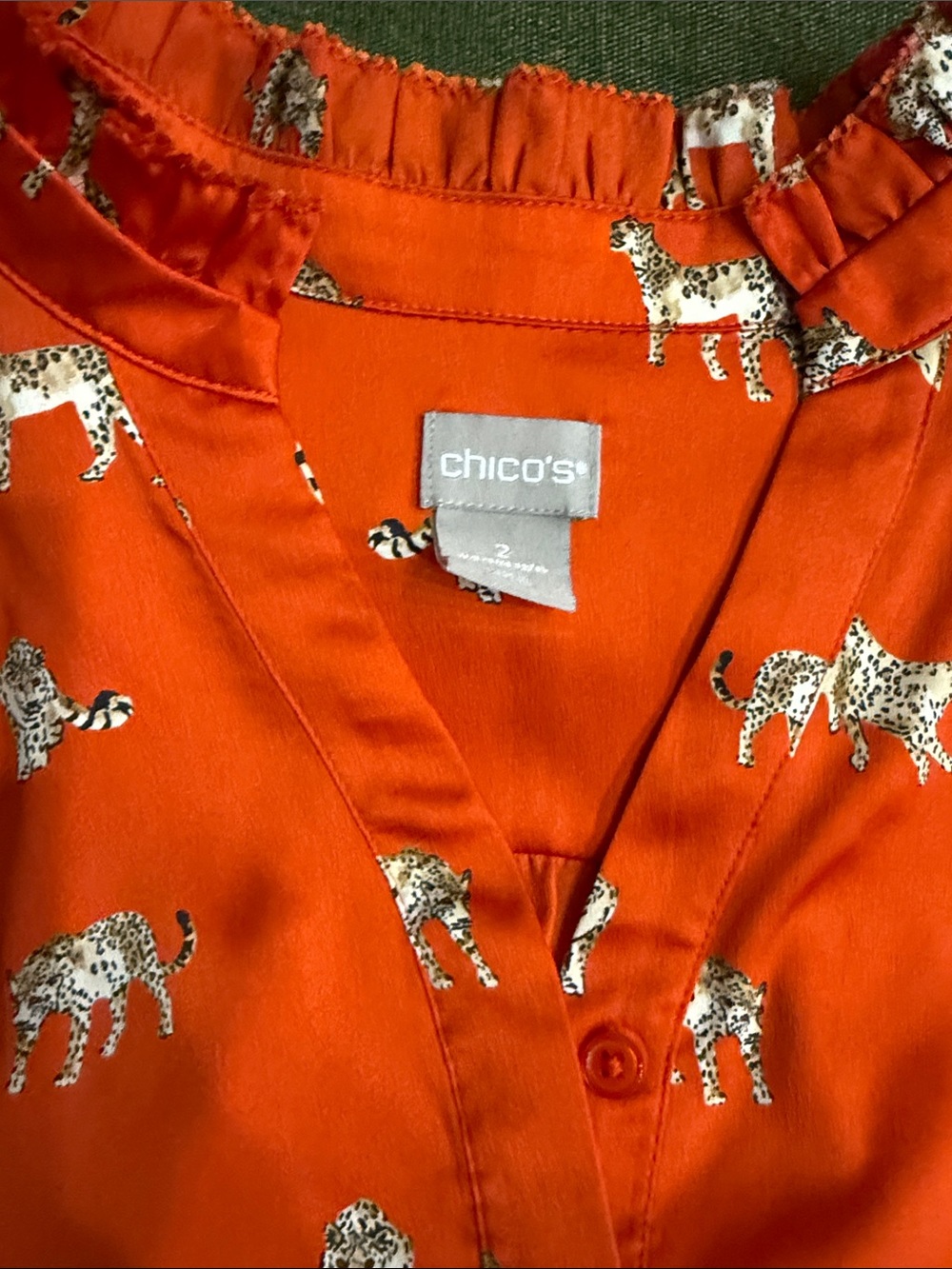 Chico's Bright Orange Leopard-Print Blouse